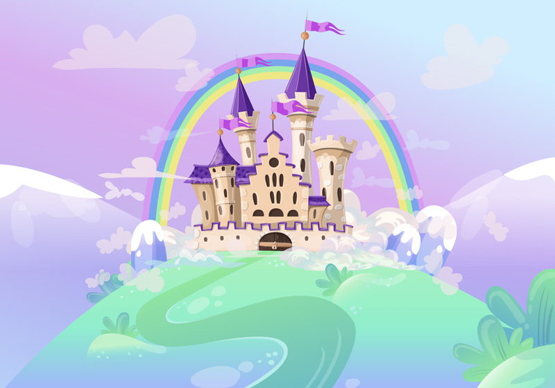 Purple vinyl rug princess castle wall mural - TenStickers