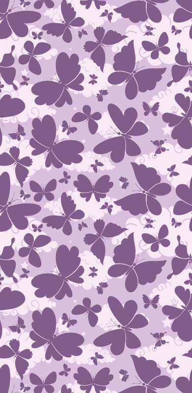 Purple vinyl rug with cloudy sky butterfly design - TenStickers