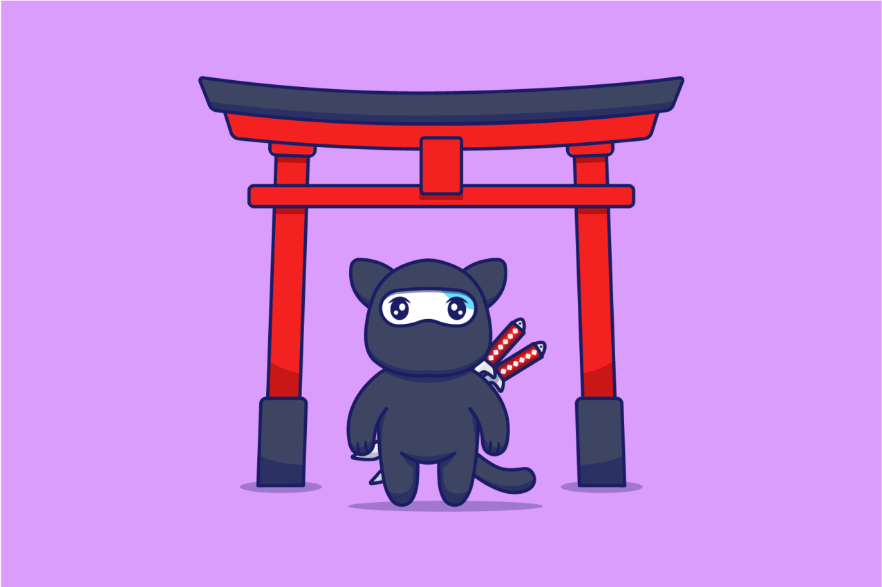 Purple vinyl rug ninja cat - TenStickers