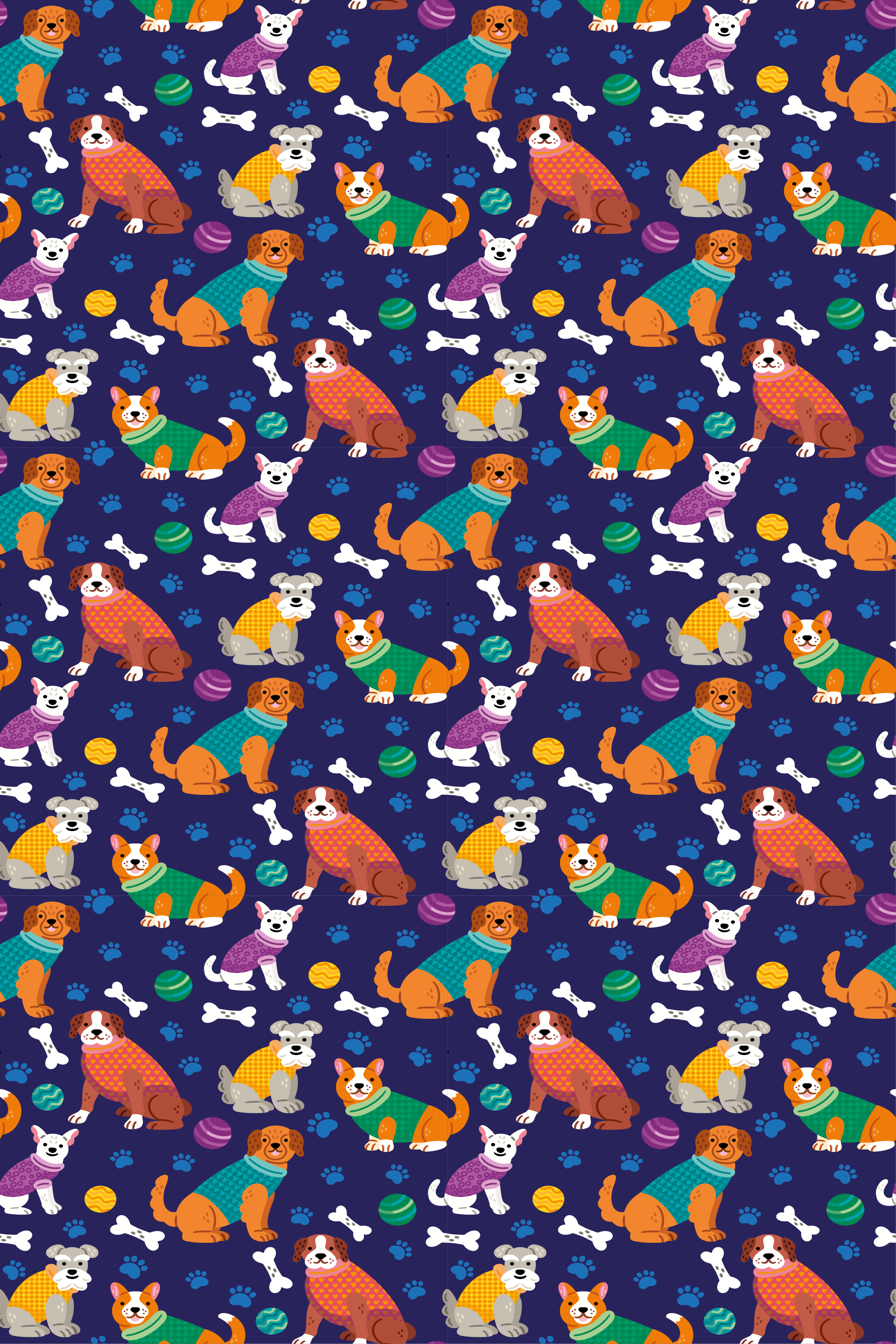 Purple vinyl rug with a vibrant dog pattern - TenStickers
