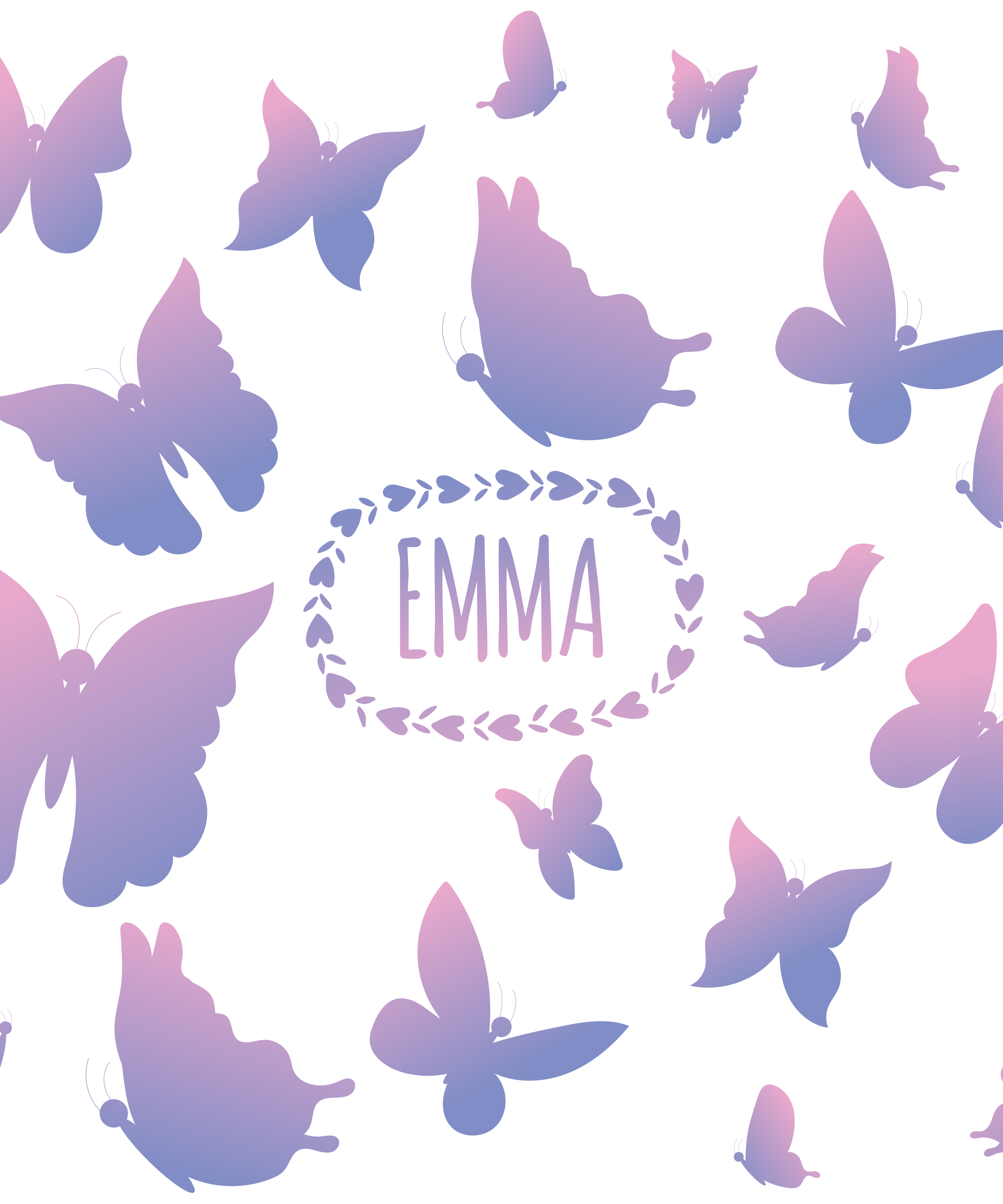 Purple vinyl rug with purple and blue butterflies - TenStickers
