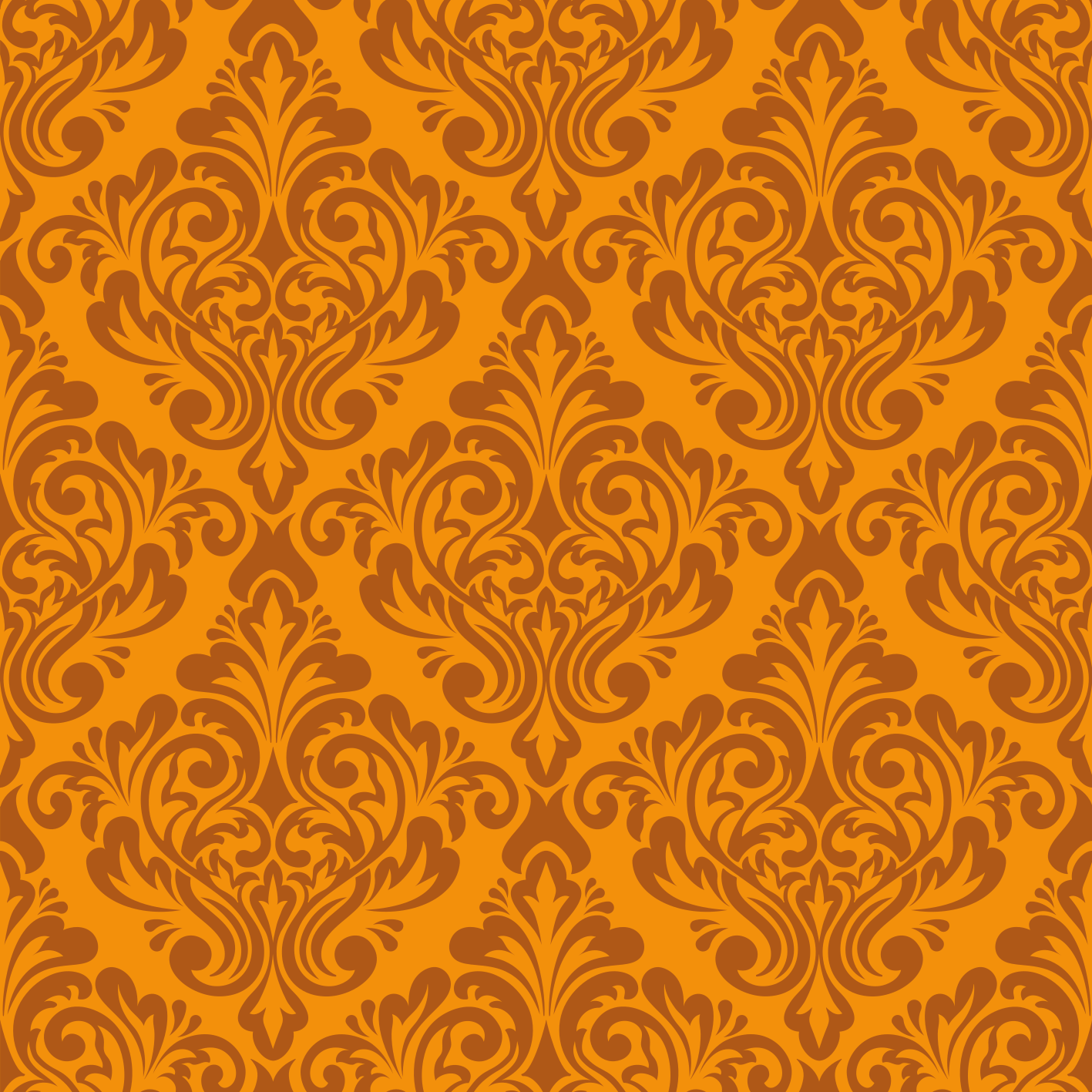 Orange vinyl rug in vintage orange damask - TenStickers