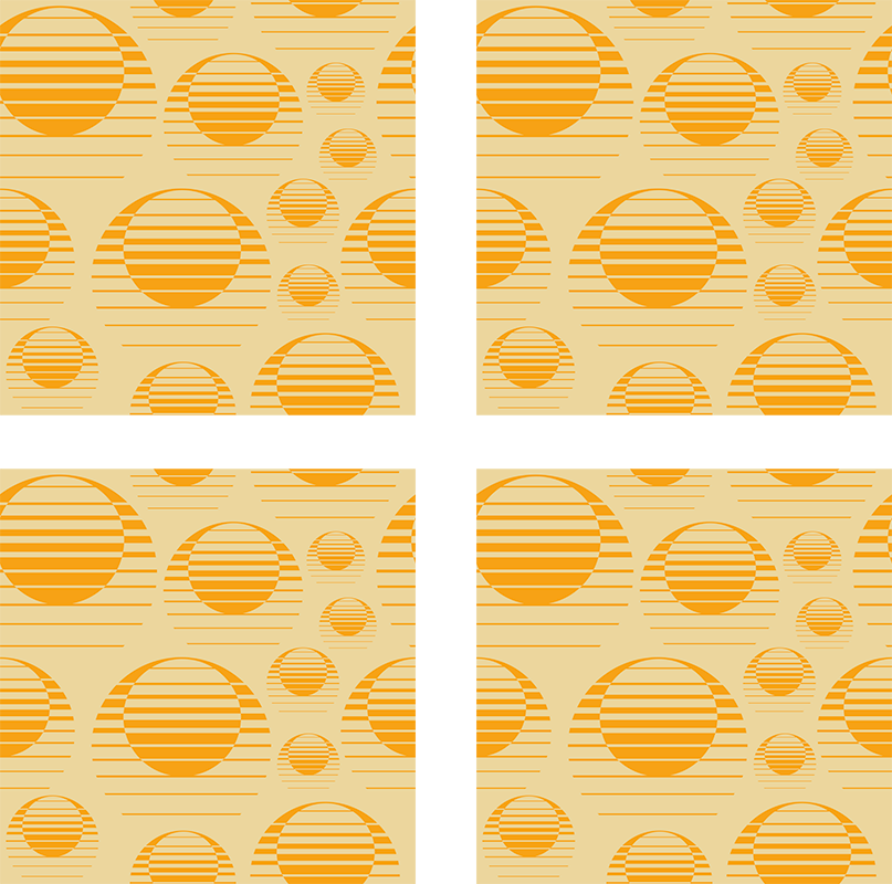 Orange vinyl rug retro sun design - TenStickers
