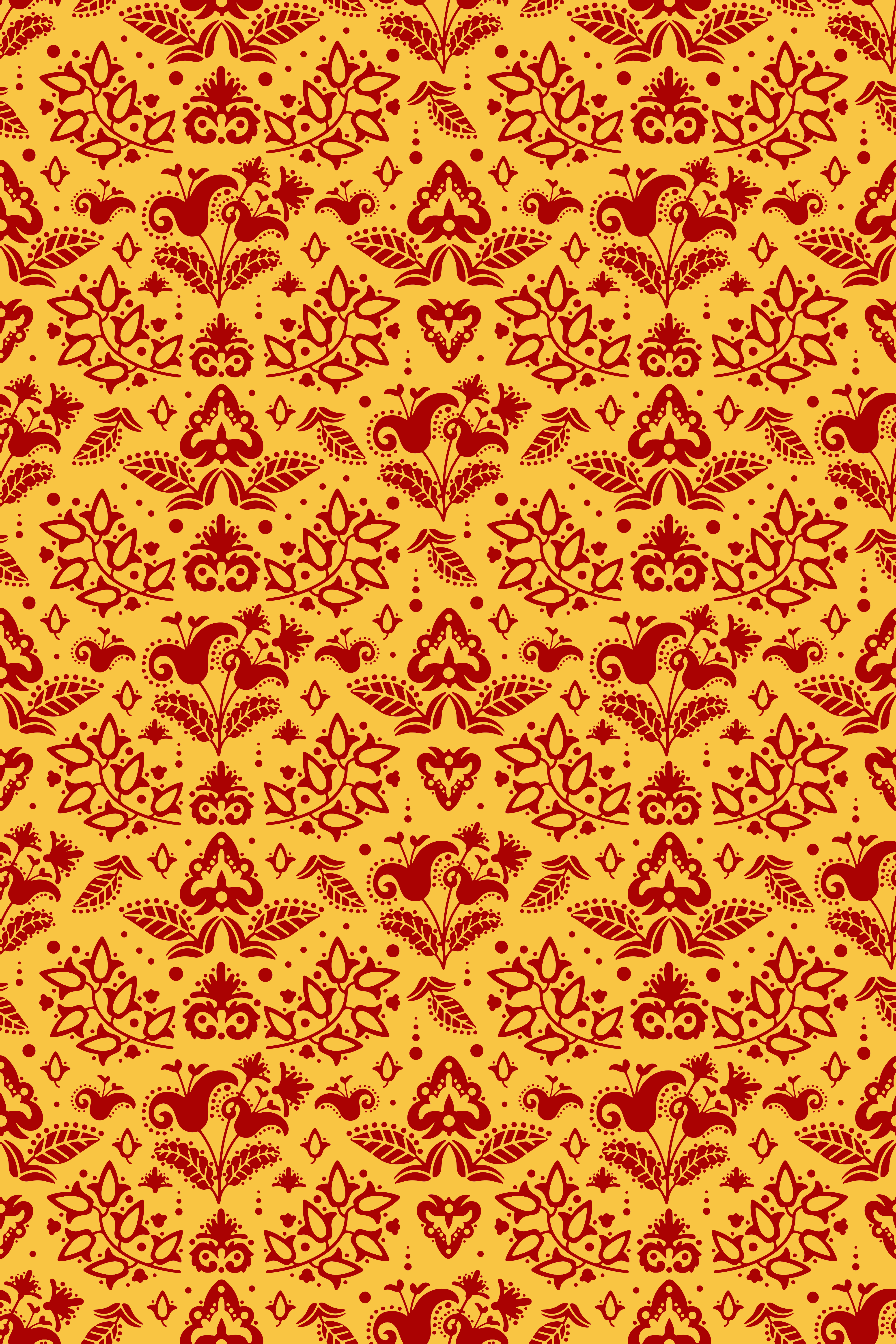 Orange vinyl rug with floral patterns - TenStickers