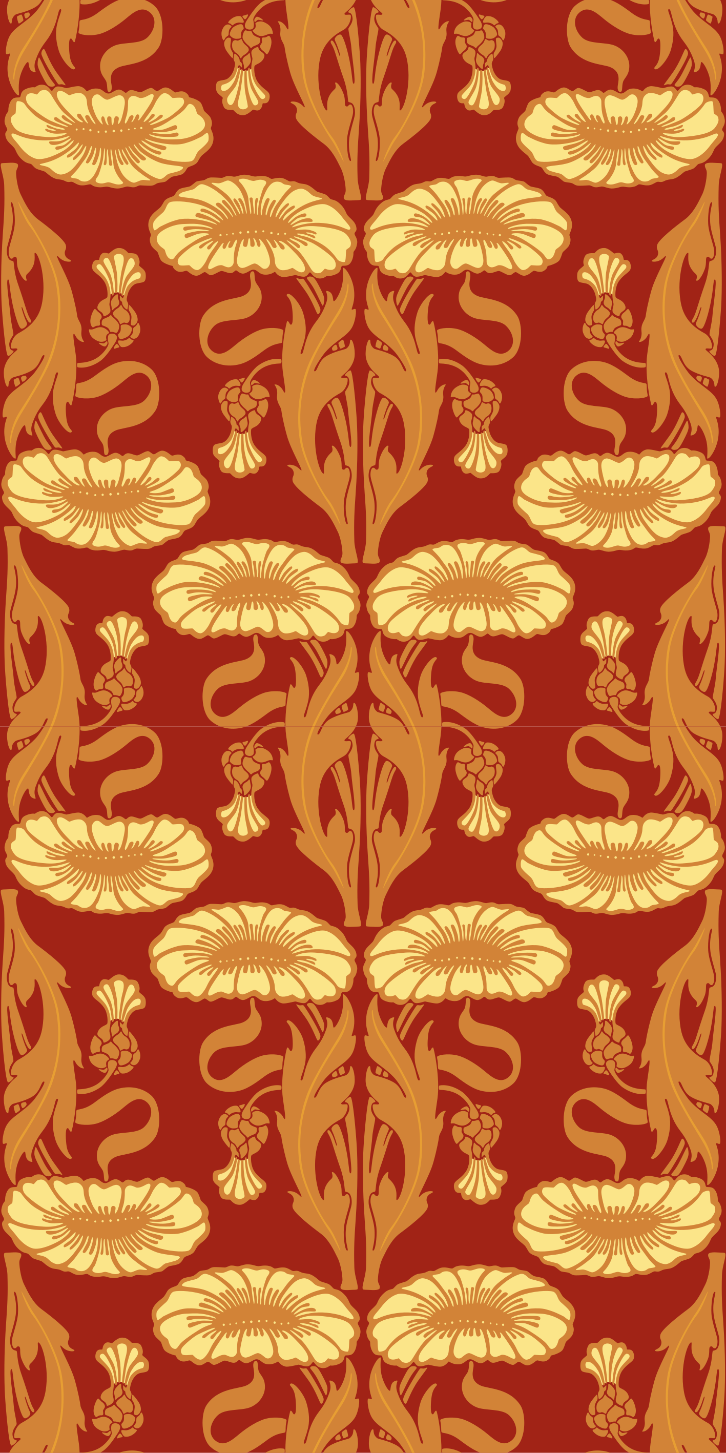 Orange vinyl rug with modern ornament design - TenStickers