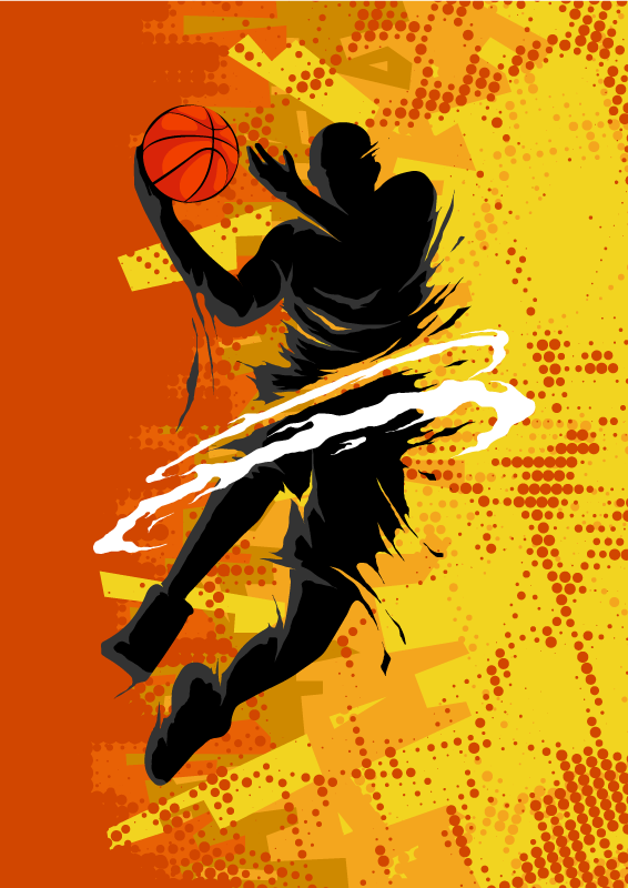 Orange vinyl rug basketball player design - TenStickers