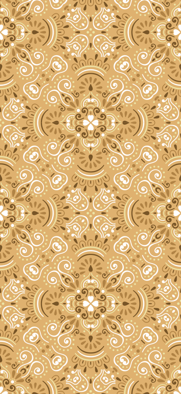 Orange vinyl rug with vintage beige pattern - TenStickers
