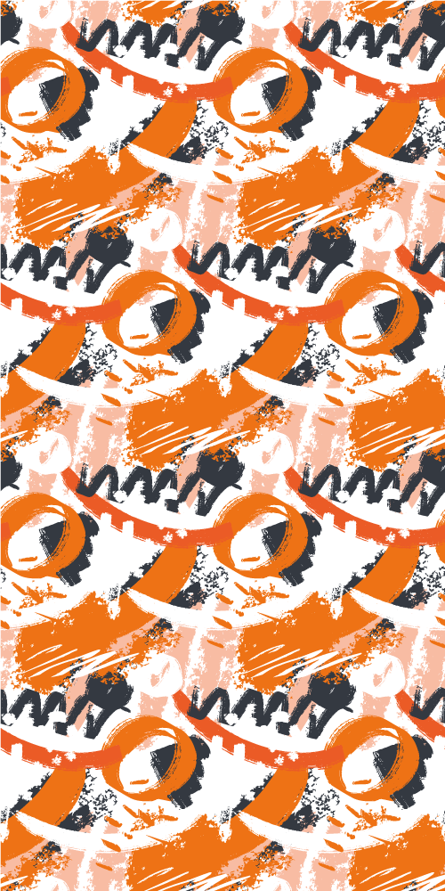 Orange vinyl rug with abstract orange watercolor strokes - TenStickers