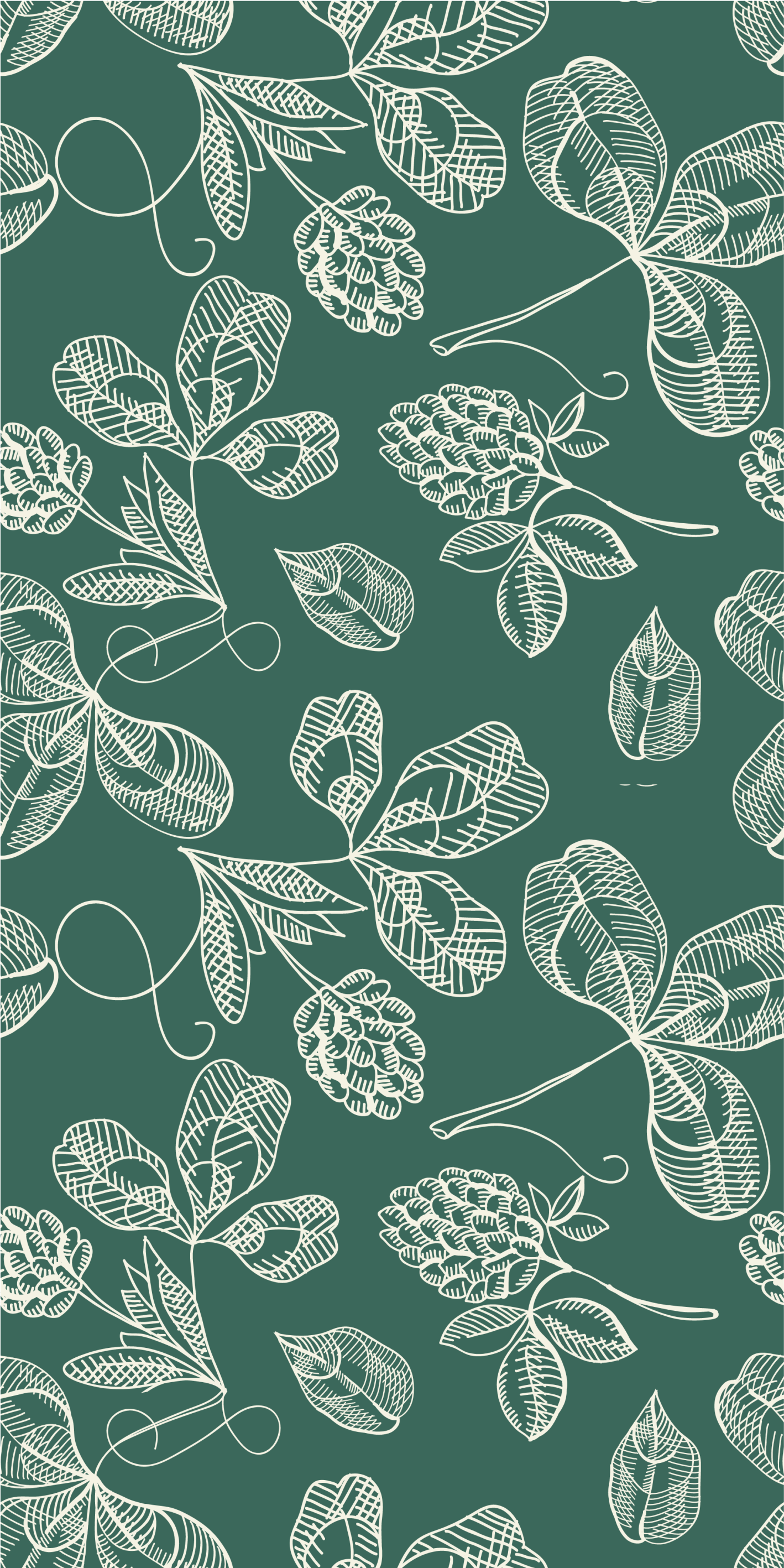 Green vinyl rug with leafy doodles - TenStickers