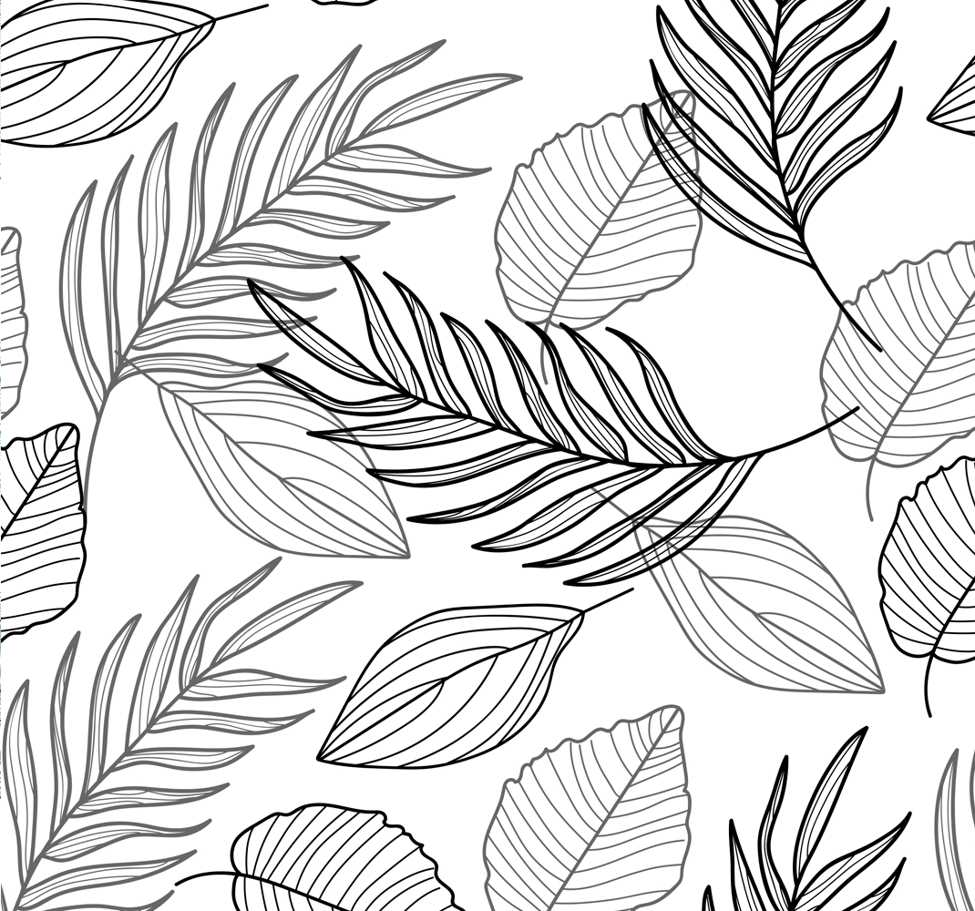 Outdoor vinyl rug with black and white leaf design - TenStickers