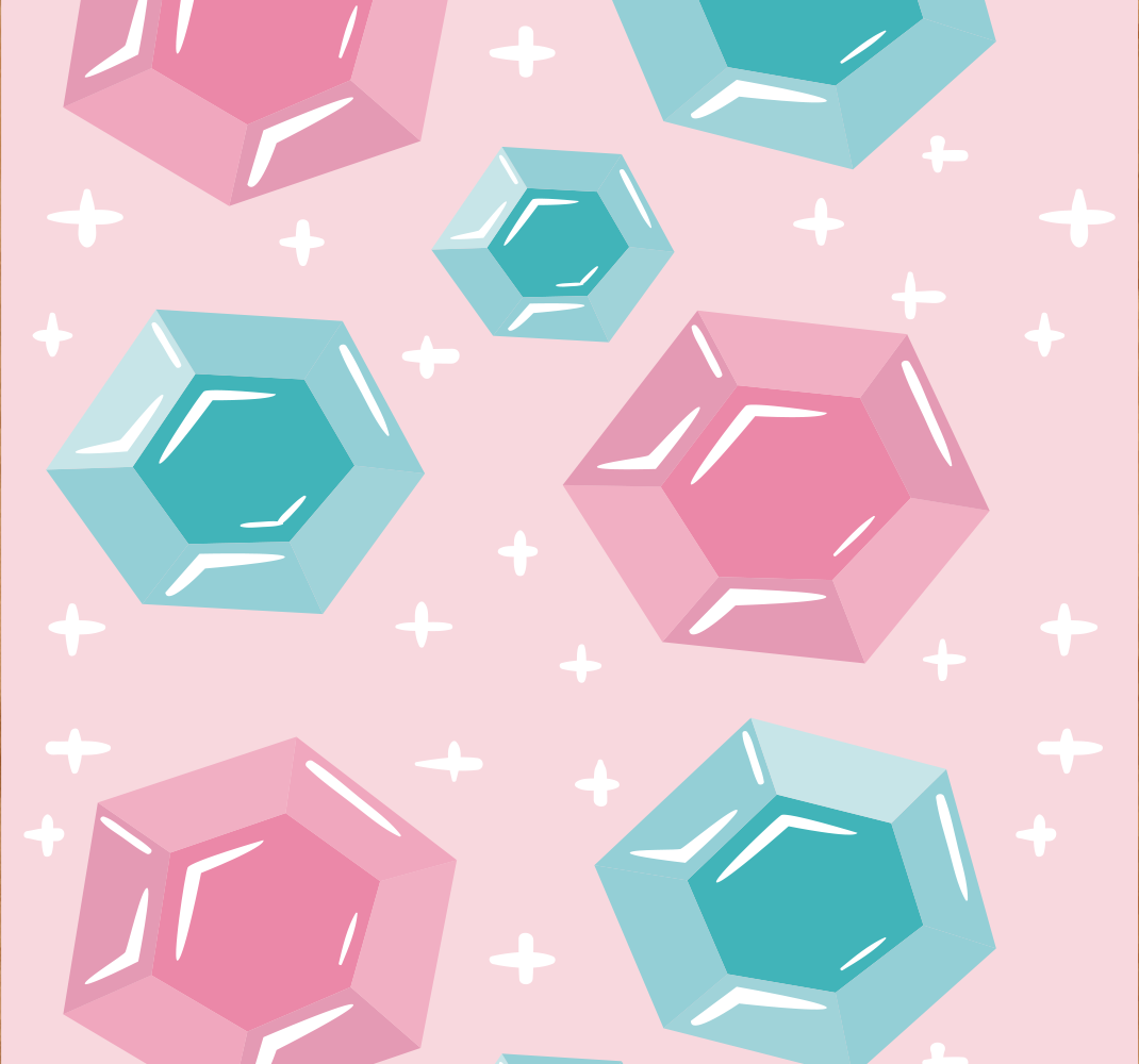 Pink vinyl rug with geometric gem patterns - TenStickers