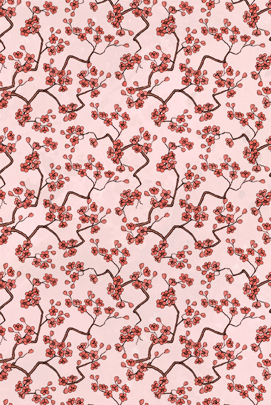 Pink vinyl rug cherry blossom design - TenStickers