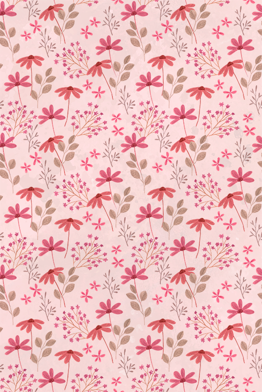 Pink vinyl rug with tiny pink flowers - TenStickers