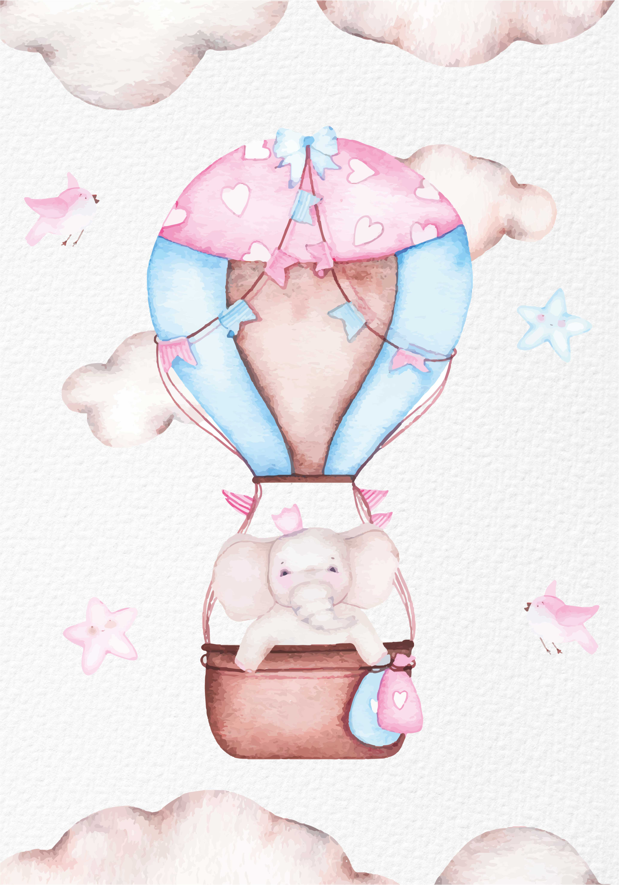 Pink vinyl rug cute hot air balloon design - TenStickers