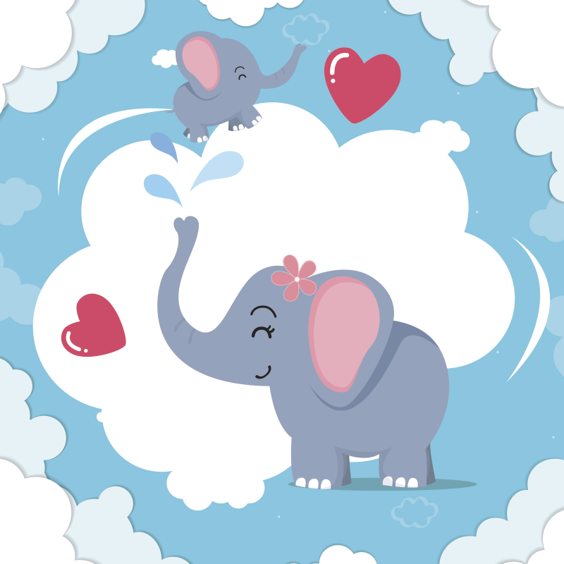 Adorable Elephant Cloudscape nursery rugs - TenStickers