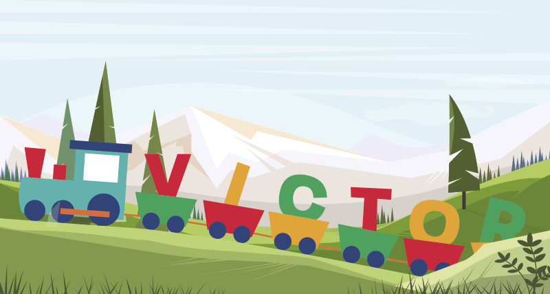 Customizable Alphabet Train Theme nursery vinyl rug - TenStickers