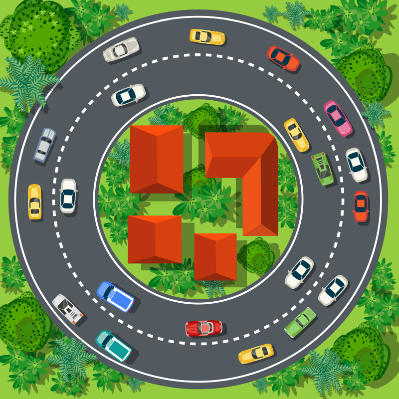 Marvellous round race track kids vinyl rug - TenStickers