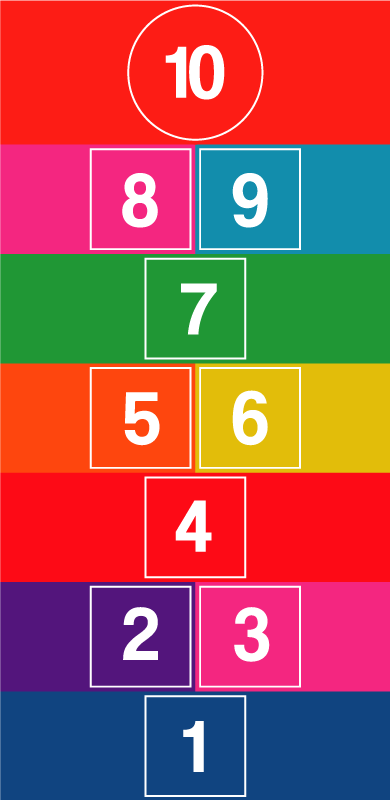 Colourful hopscotch vinyl rug game - TenStickers