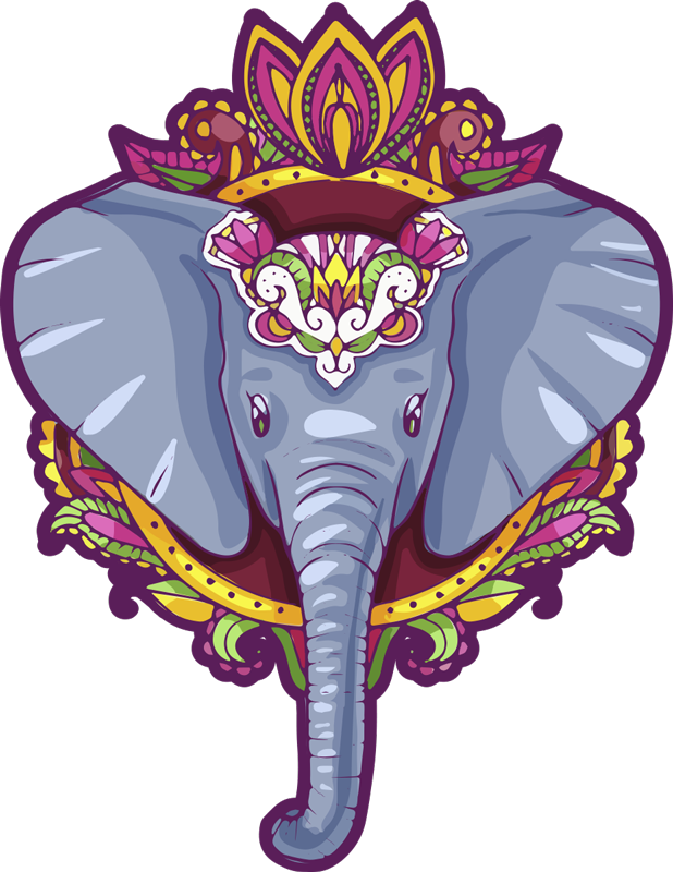 Amazing elephant shaped  mandala vinyl rug - TenStickers
