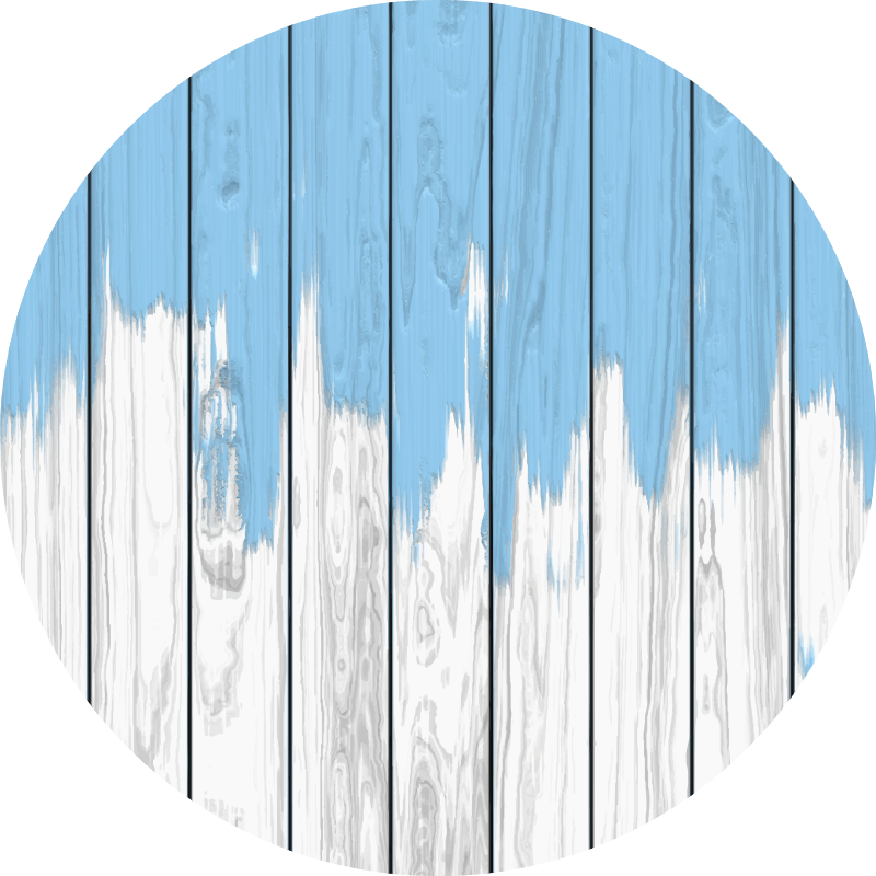 Round white and blue wood vinyl carpet - TenStickers