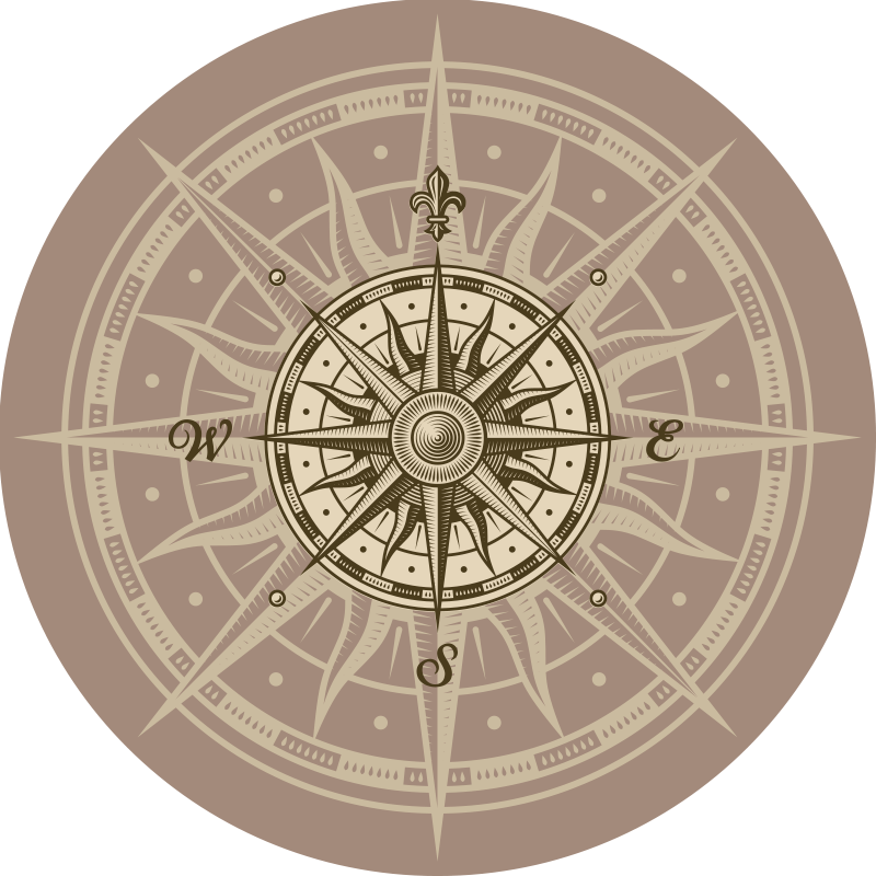 Wonderful round vintage compass vinyl rug - TenStickers