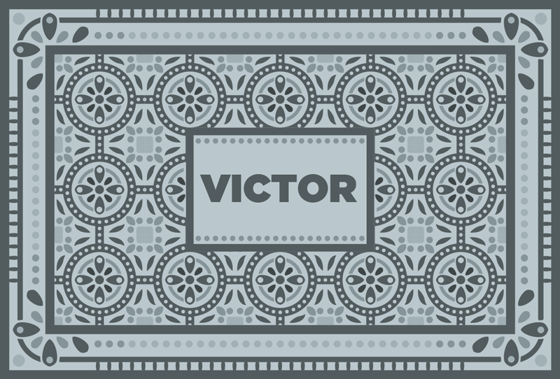 Grey cement vinyl rug with name - TenStickers