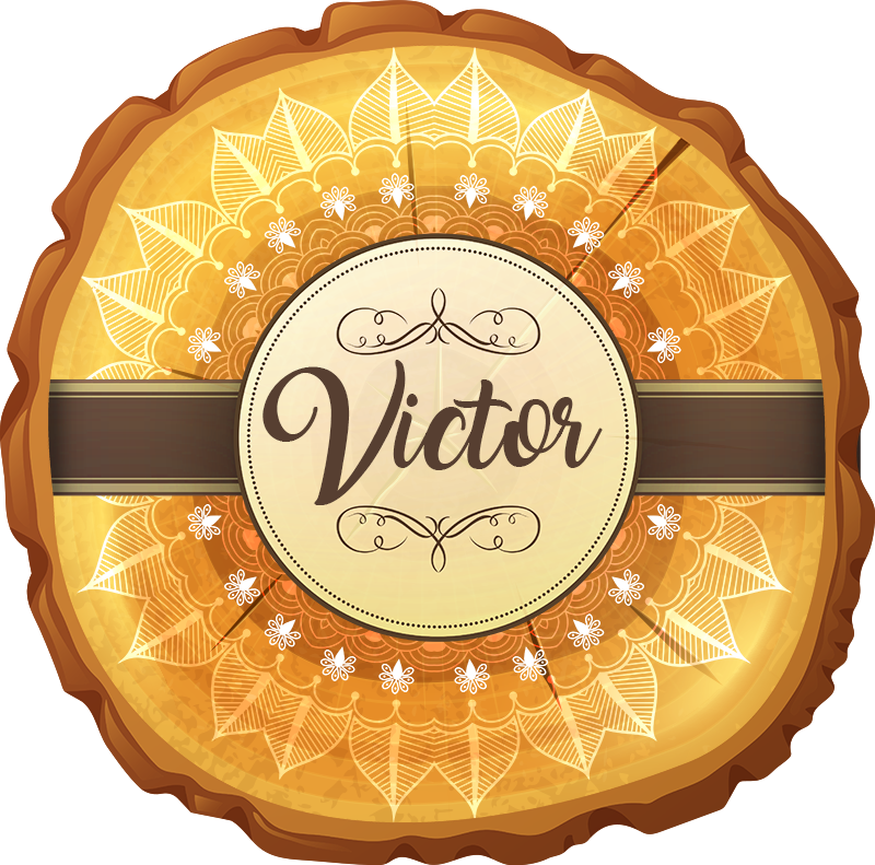 Personalized wooden mandala vinyl rug with name - TenStickers