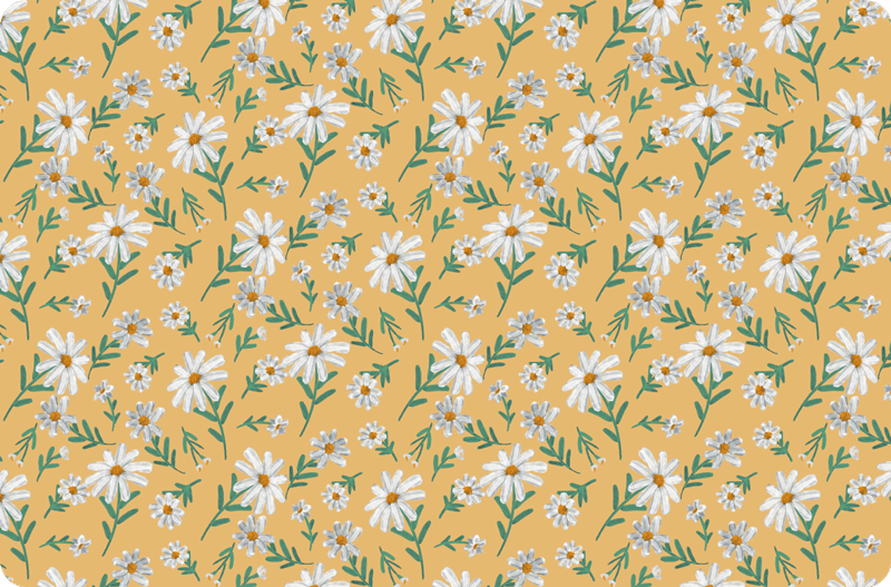 70's Daisy flower yellow background vinyl rug - TenStickers