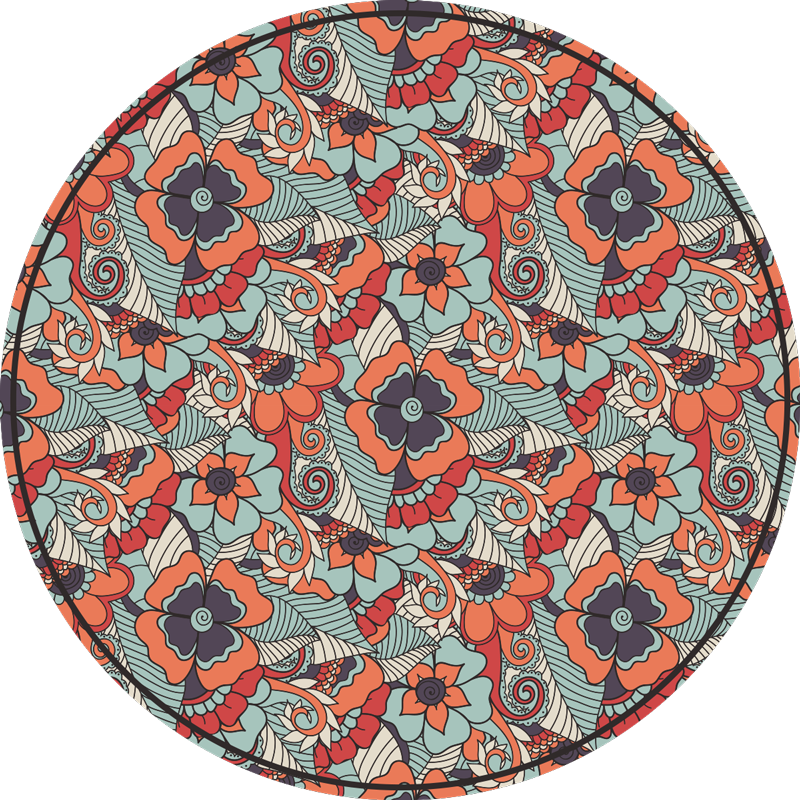 round floral paisley vinyl rug for dining room - TenStickers