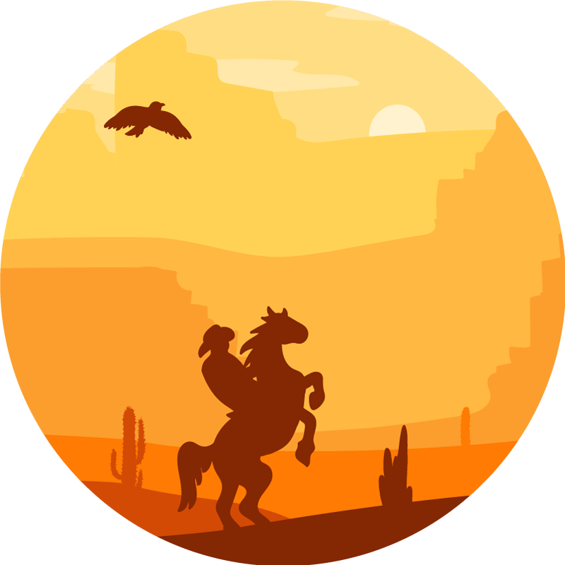 Cowboy landscape kids vinyl rug - TenStickers