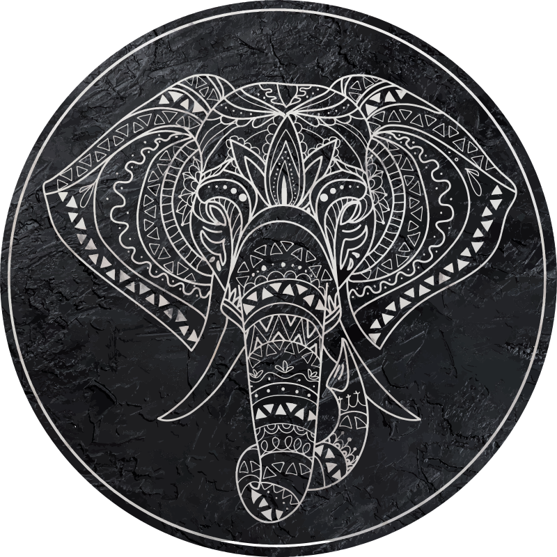 elephant shaped marble texture mandala rug - TenStickers
