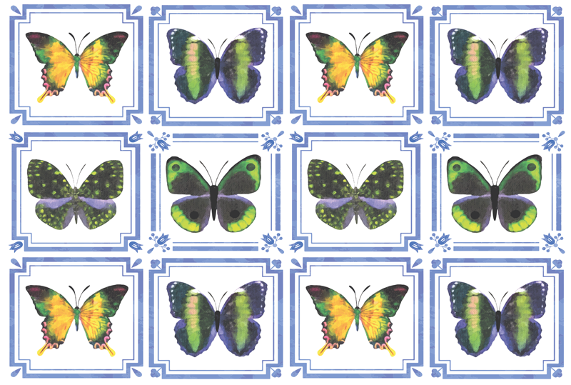 colourful butterfly tiles animal rug - TenStickers