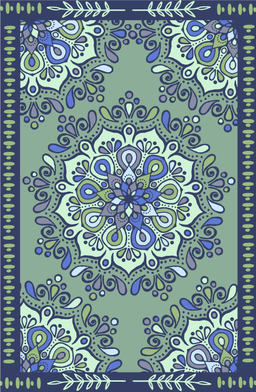 Faded green mandala vinyl rug - TenStickers
