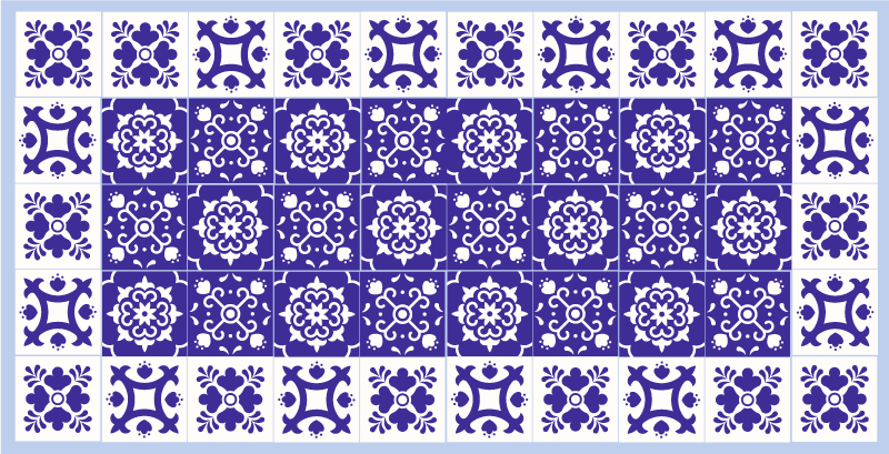 Lovely white and blue  tile carpet - TenStickers