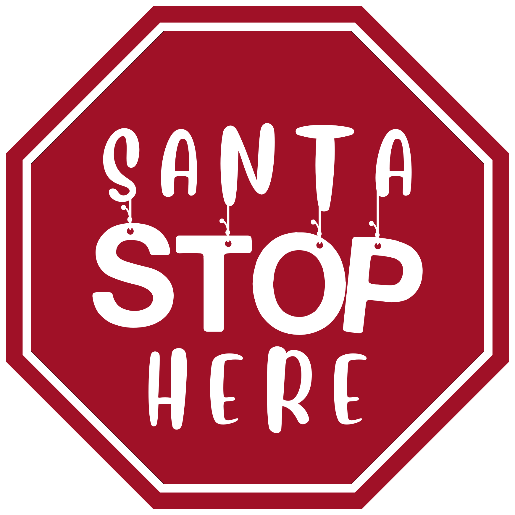 Santa Stop Sign Christmas vinyl rug - TenStickers