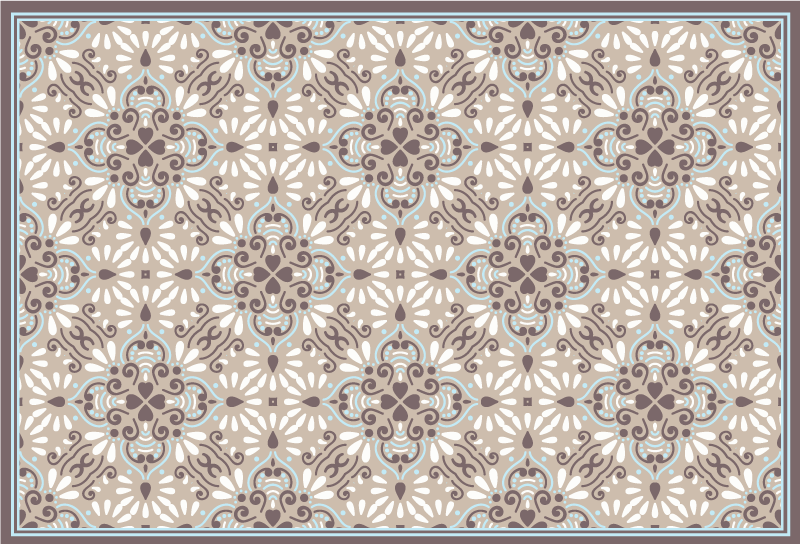 Beige white mosaic vinyl rug tile carpet - TenStickers