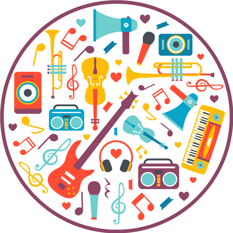 Musical instruments teen vinyl rug - TenStickers