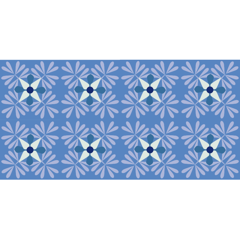 Printed tile effect bright blue vinyl rug - TenStickers