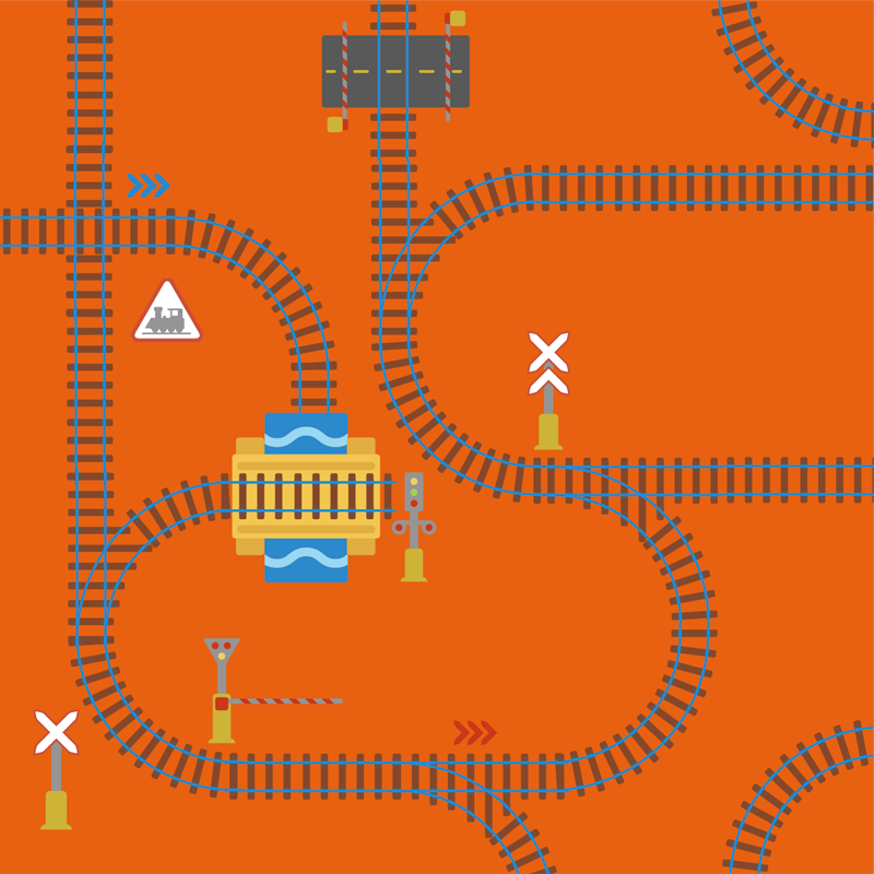 Orange Railroad vinyl rug - TenStickers