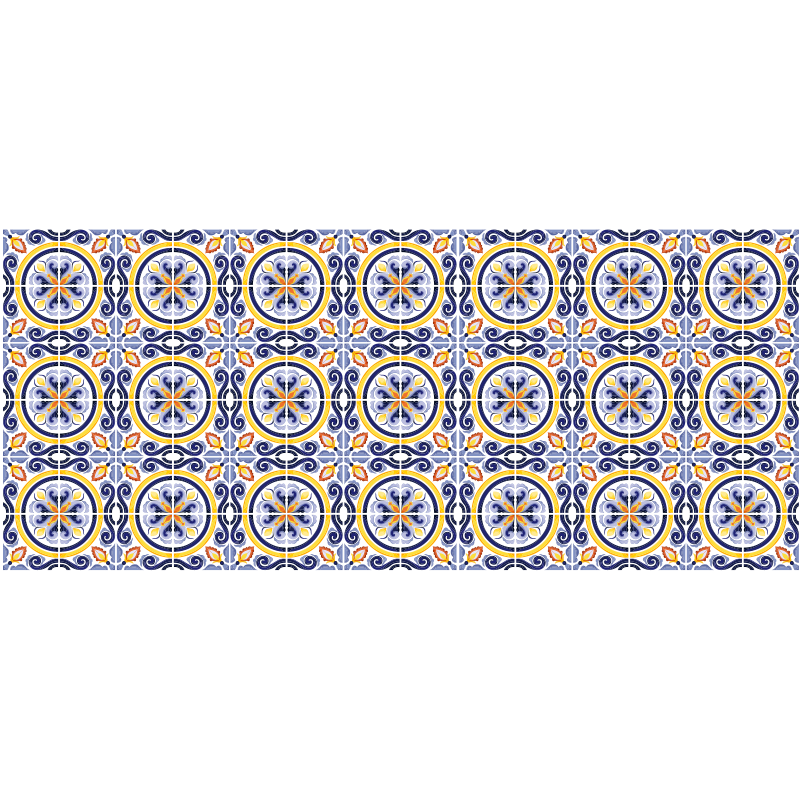 Intricate Mediterranean Motif tile vinyl rug - TenStickers