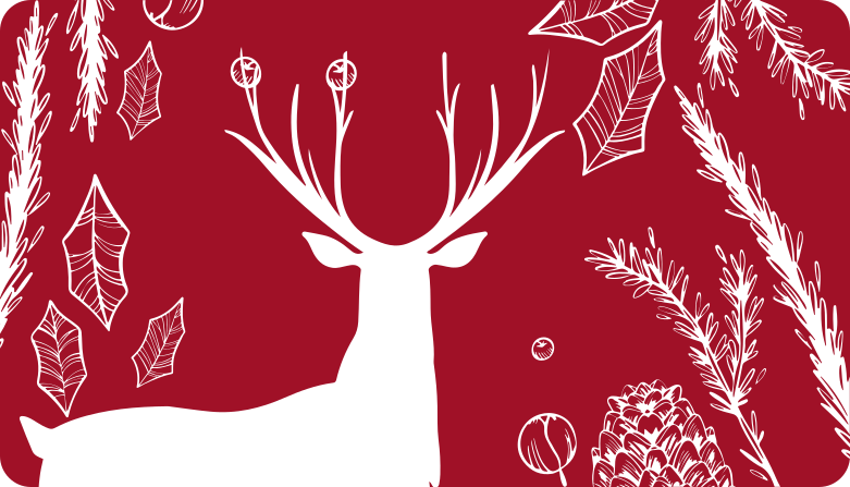 Red reindeer in forest Christmas tree mat - TenStickers