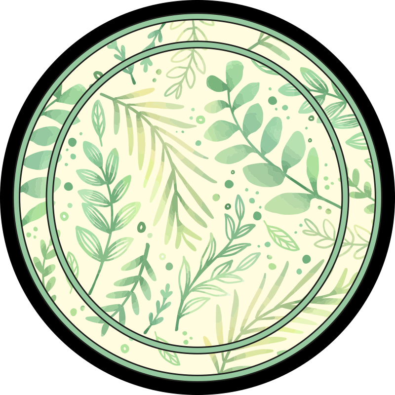 circle leaves floral vinyl rug - TenStickers