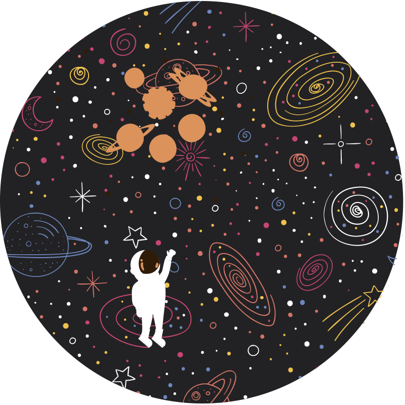 colorful space sketch star rug - TenStickers