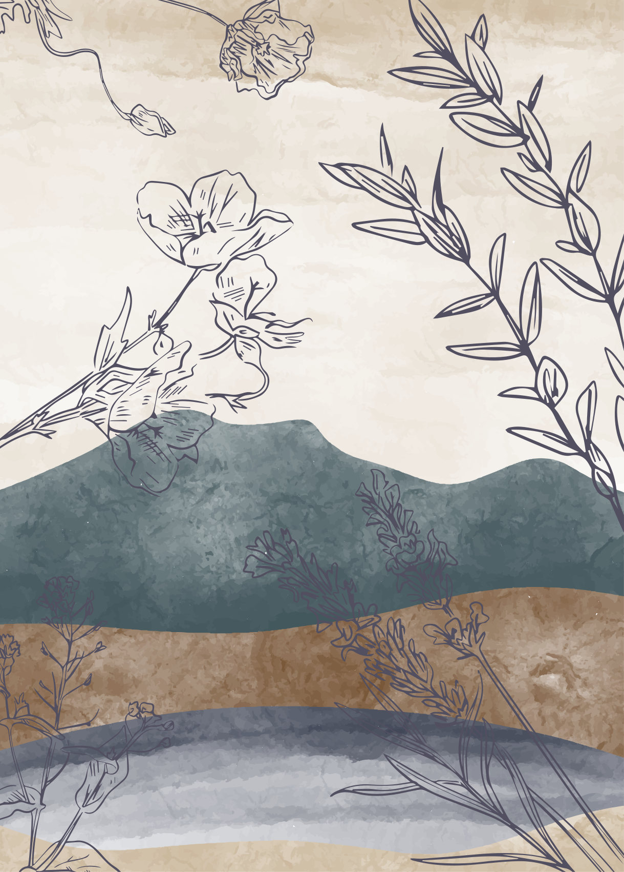 Painted Nature floral rug - TenStickers