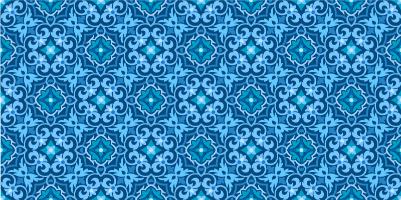 blue tiles and flowers tile carpet - TenStickers