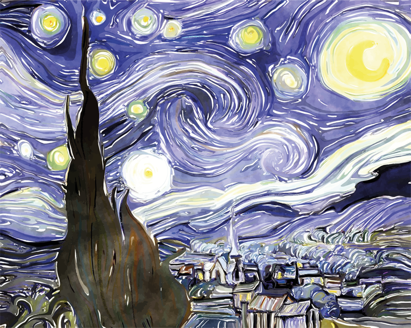 Van Gogh's Sky with stars vintage rug - TenStickers