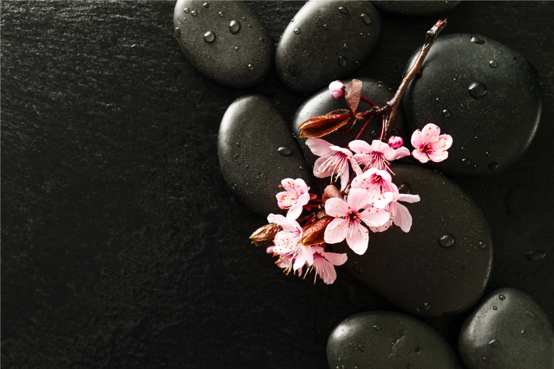 Zen Stones Floral nature vinyl rug - TenStickers