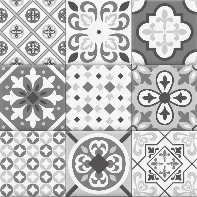 Hidraulic tile effect gray colors vinyl rug - TenStickers