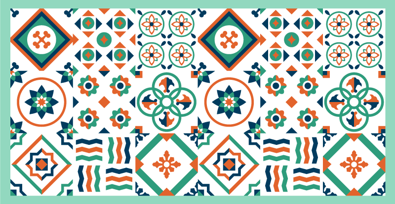 Different colorful tile pattern tile carpet - TenStickers