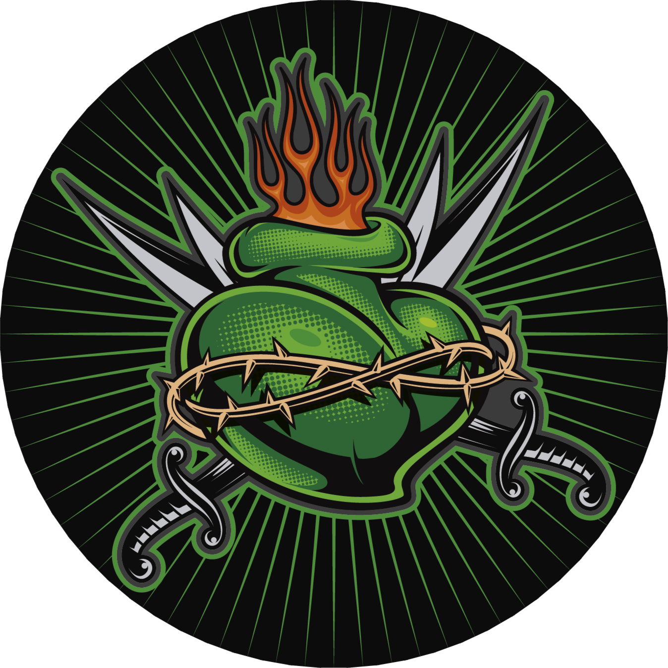 Fiery Sword Heart game vinyl rug - TenStickers